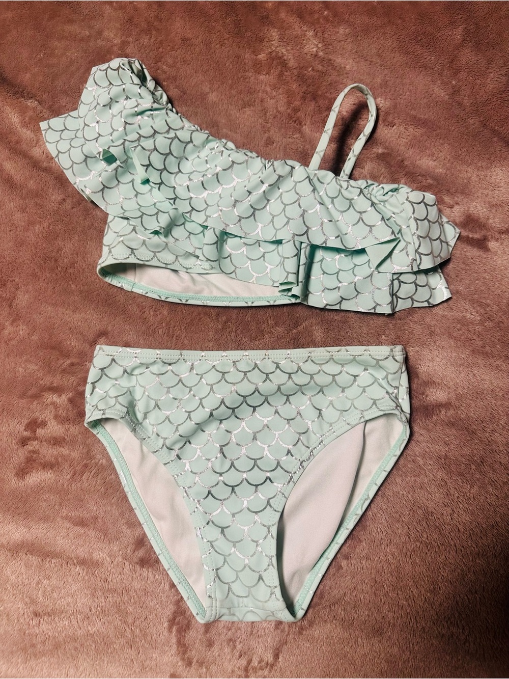 Janie and Jack Mint Green Mermaid Scale Ruffle Bikini
